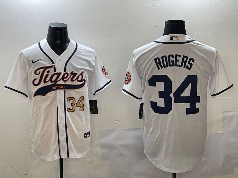 Men Detroit Tigers #34 Rogers White Jointly Name 2025 Nike MLB Jersey style 4->detroit tigers->MLB Jersey